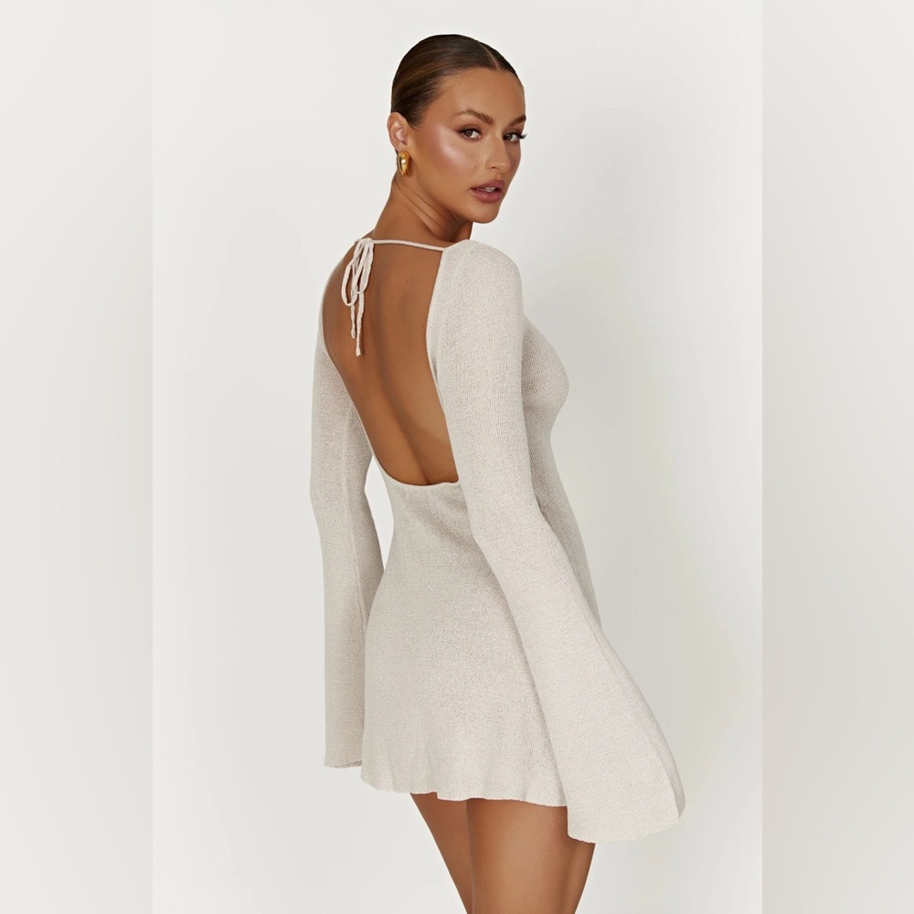 MESHKI Zahra long sleeve open back midi knit dress. - Picture 2 of 12